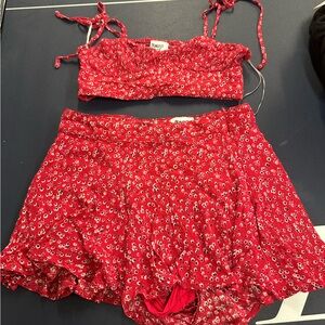 Princess Polly Red Floral Outfit
